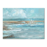 Impressionism Seaside View Painting Blue Textured Canvas Wall Art for Living Room