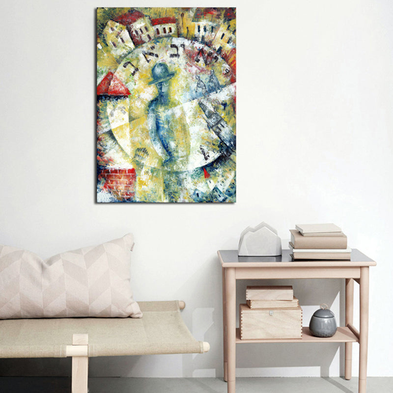 Pastel kleur roken meisje schilderen abstract expressionisme gestructureerde canvas kunst voor slaapkamer