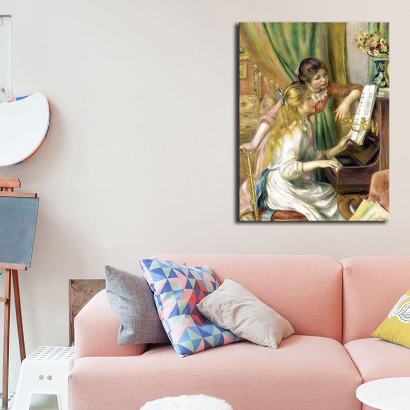 Canvas Textured Art Print Impressionism Style Piano and Girl Painting, Multiple Sizes Clearhalo 'Arts' 'Canvas Art' 1726675