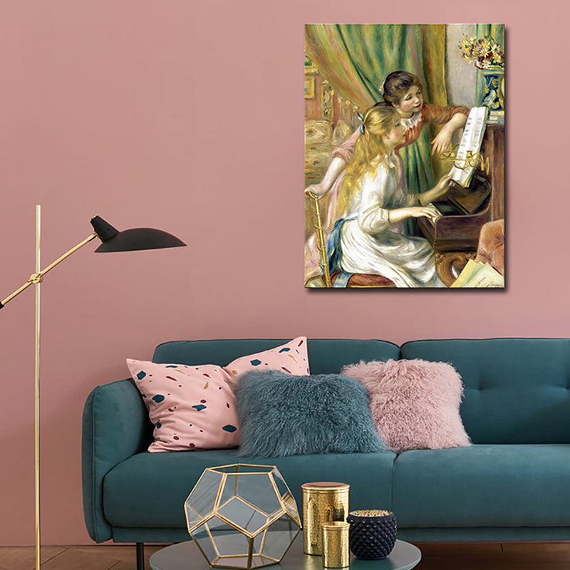 Canvas Textured Art Print Impressionism Style Piano and Girl Painting, Multiple Sizes Clearhalo 'Arts' 'Canvas Art' 1726676