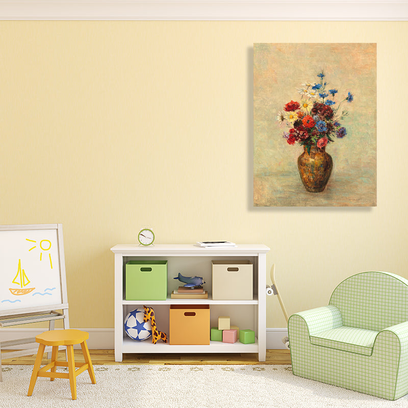 French Rustic Style Flowers Painting Pastel Color Kitchen Backsplash Wall Art Print Clearhalo 'Arts' 'Canvas Art' 1726687