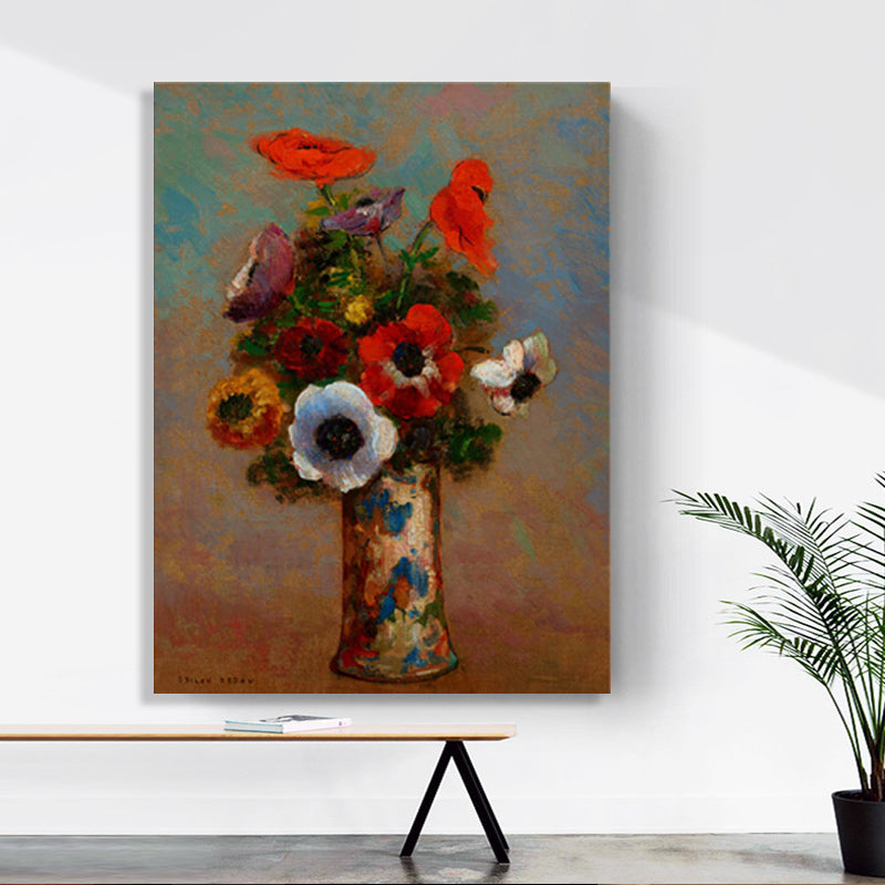 French Rustic Style Flowers Painting Pastel Color Kitchen Backsplash Wall Art Print Clearhalo 'Arts' 'Canvas Art' 1726694