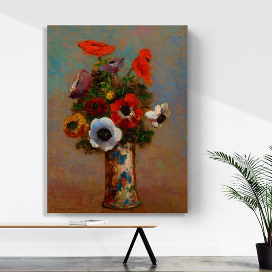 French Rustic Style Flowers Painting Pastel Color Kitchen Backsplash Wall Art Print Clearhalo 'Arts' 'Canvas Art' 1726694