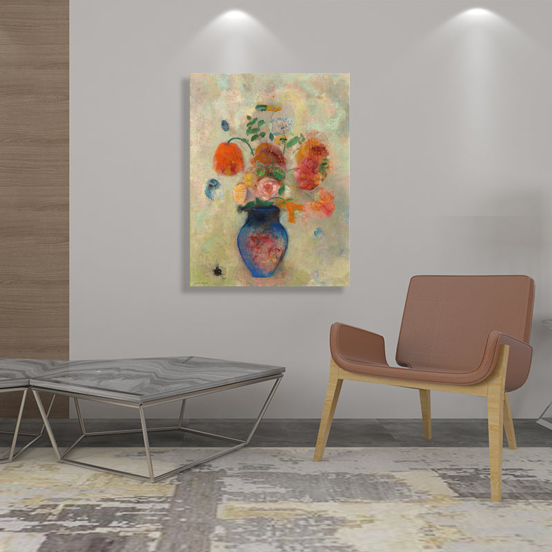 French Rustic Style Flowers Painting Pastel Color Kitchen Backsplash Wall Art Print Clearhalo 'Arts' 'Canvas Art' 1726706