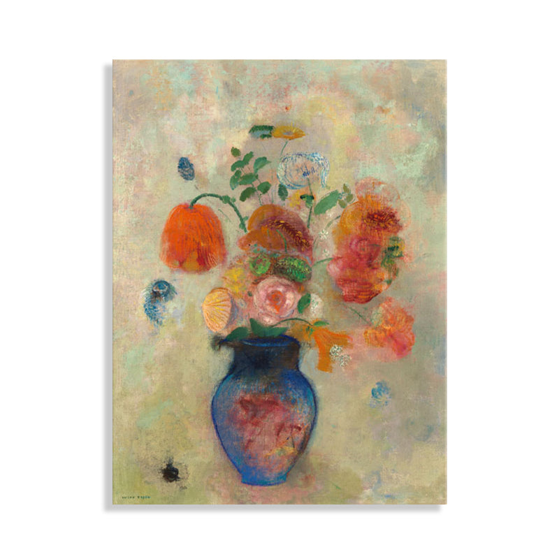 French Rustic Style Flowers Painting Pastel Color Kitchen Backsplash Wall Art Print Clearhalo 'Arts' 'Canvas Art' 1726707