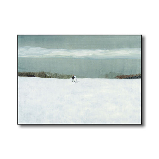 Modern Style Snow-Covered Landscape Art Light Color Winter Illustration Painting Clearhalo 'Art Gallery' 'Canvas Art' 'Contemporary Art Gallery' 'Modern' Arts' 1726718