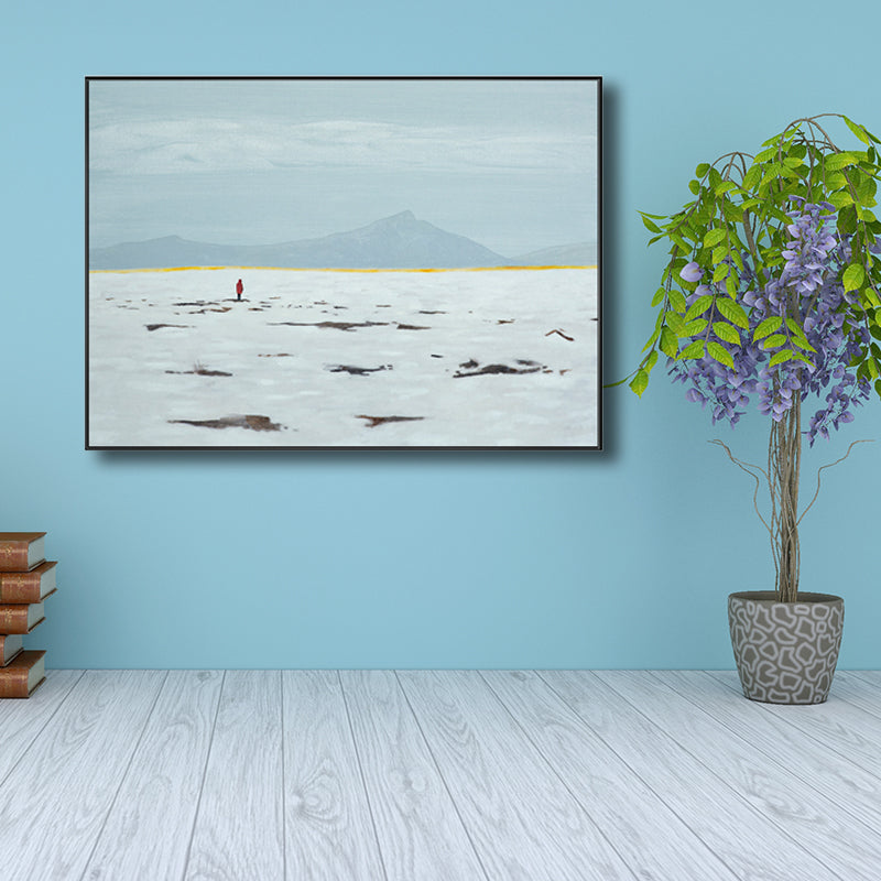 Modern Style Snow-Covered Landscape Art Light Color Winter Illustration Painting Clearhalo 'Art Gallery' 'Canvas Art' 'Contemporary Art Gallery' 'Modern' Arts' 1726724