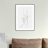 Holding Hands Pattern Canvas Textured Minimalism Style for Bedroom Wall Art Decor White