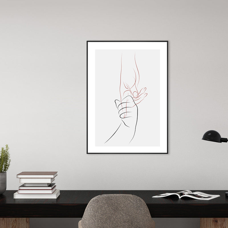 Holding Hands Pattern Canvas Textured Minimalism Style for Bedroom Wall Art Decor Clearhalo 'Art Gallery' 'Canvas Art' 'Contemporary Art Gallery' 'Contemporary Art' 'Minimalism' 'Minimalist Art Gallery' 'Scandinavian' Arts' 1726777