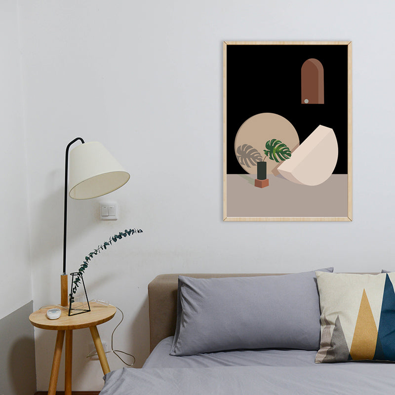 Potting and Geometry Wall Decor in Pastel Color Nordic Style Canvas for Living Room Beige Clearhalo 'Arts' 'Canvas Art' 1726783