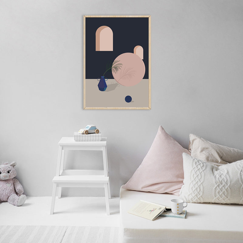 Potting and Geometry Wall Decor in Pastel Color Nordic Style Canvas for Living Room Pink Clearhalo 'Arts' 'Canvas Art' 1726790