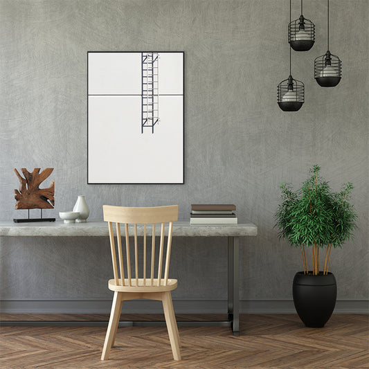 Outdoor Stairs Painting in Light Color Minimalism Style Wall Art for Dining Room Clearhalo 'Art Gallery' 'Canvas Art' 'Contemporary Art Gallery' 'Contemporary Art' 'Minimalism' 'Minimalist Art Gallery' 'Scandinavian' Arts' 1726796