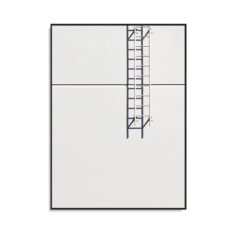 Outdoor Stairs Painting in Light Color Minimalism Style Wall Art for Dining Room Clearhalo 'Art Gallery' 'Canvas Art' 'Contemporary Art Gallery' 'Contemporary Art' 'Minimalism' 'Minimalist Art Gallery' 'Scandinavian' Arts' 1726797