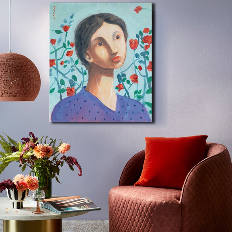 Figure Pattern Wall Decor Abstract Expressionism Canvas Textured Art Print in Soft Color Purple Clearhalo 'Arts' 'Canvas Art' 1726806