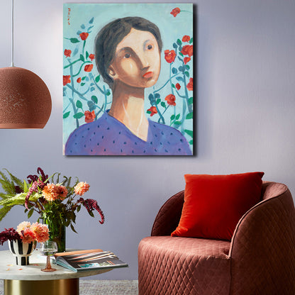 Figure Pattern Wall Decor Abstract Expressionism Canvas Textured Art Print in Soft Color Purple Clearhalo 'Arts' 'Canvas Art' 1726806