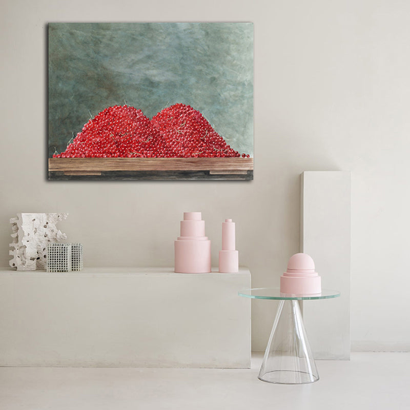 Soft Color Fruits Canvas Print Textured Wall Decor for Girls Bedroom, Multiple Sizes Red 16" x 20" Clearhalo 'Arts' 'Canvas Art' 1726872