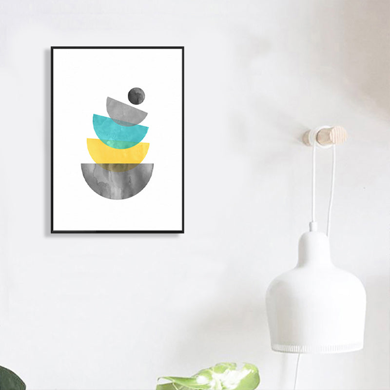 White Fancy Geometry Pattern Canvas Textured Contemporary Style Bathroom Painting Clearhalo 'Art Gallery' 'Canvas Art' 'Contemporary Art Gallery' 'Modern' Arts' 1726935