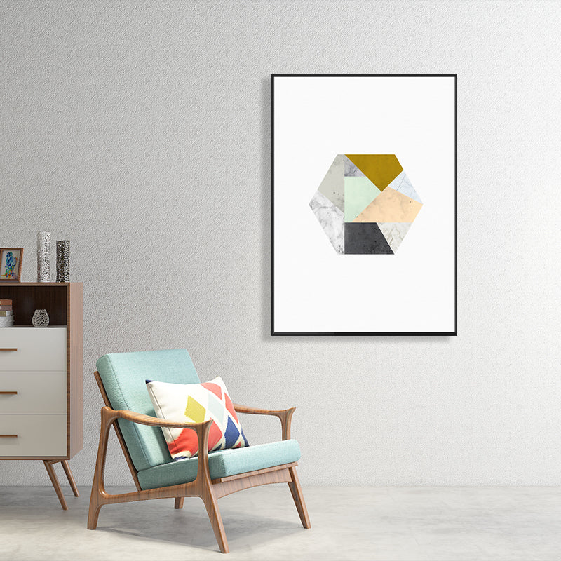 White Fancy Geometry Pattern Canvas Textured Contemporary Style Bathroom Painting Clearhalo 'Art Gallery' 'Canvas Art' 'Contemporary Art Gallery' 'Modern' Arts' 1726938