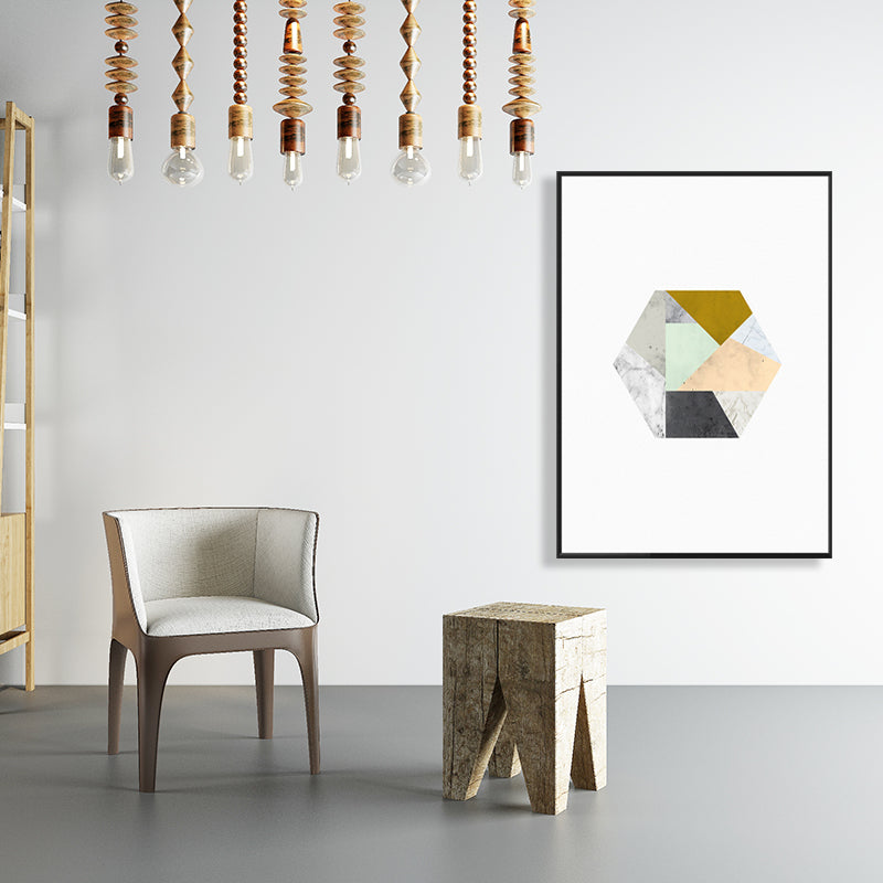 White Fancy Geometry Pattern Canvas Textured Contemporary Style Bathroom Painting Clearhalo 'Art Gallery' 'Canvas Art' 'Contemporary Art Gallery' 'Modern' Arts' 1726939