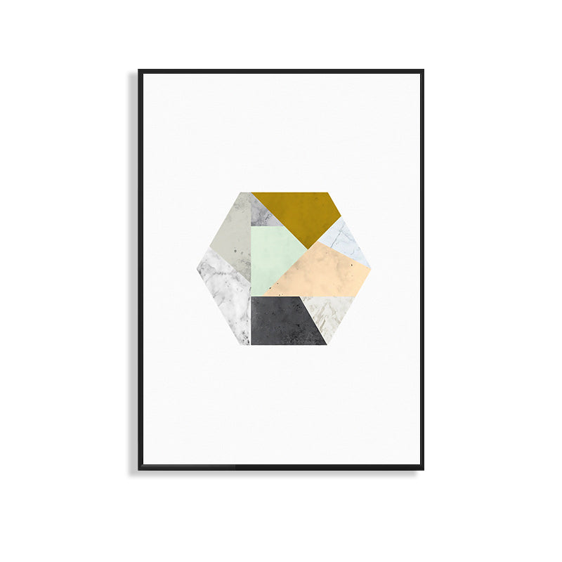 White Fancy Geometry Pattern Canvas Textured Contemporary Style Bathroom Painting Clearhalo 'Art Gallery' 'Canvas Art' 'Contemporary Art Gallery' 'Modern' Arts' 1726940