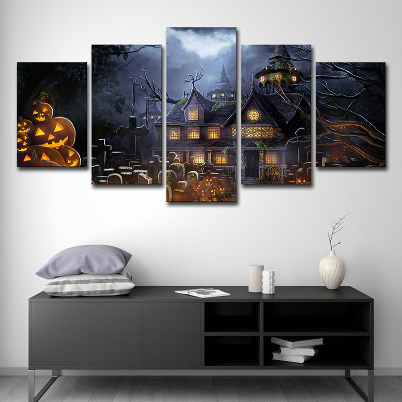 Black Halloween Parade Pumpkins Art Print Multi-Piece Kids Style Living Room Wall Decor Clearhalo 'Art Gallery' 'Canvas Art' 'Kids' Arts' 1726984