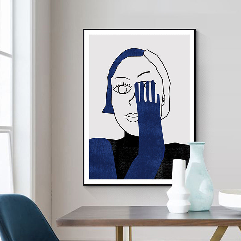 Modern Style Maiden Canvas for Bedroom Charcoal Drawing Wall Art, Multiple Sizes Clearhalo 'Art Gallery' 'Canvas Art' 'Contemporary Art Gallery' 'Modern' Arts' 1727004