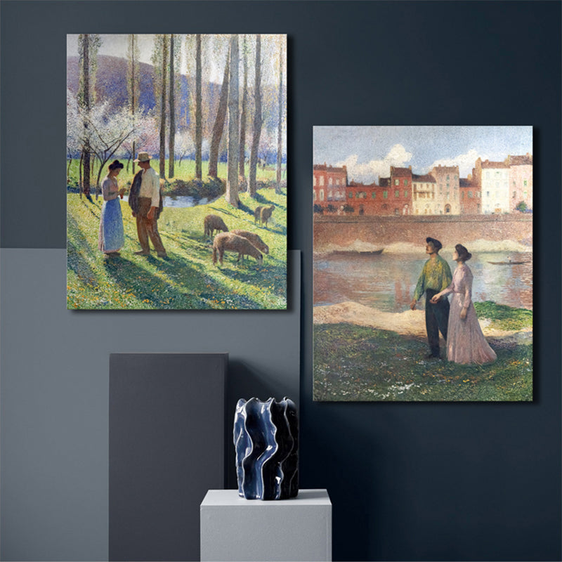 Textured Outing Couple Art Print Impressionism Canvas Wall Art Decor, Multiple Sizes Clearhalo 'Arts' 'Canvas Art' 1727091