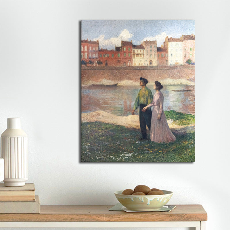 Textured Outing Couple Art Print Impressionism Canvas Wall Art Decor, Multiple Sizes Brown Clearhalo 'Arts' 'Canvas Art' 1727097