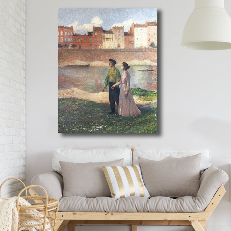 Textured Outing Couple Art Print Impressionism Canvas Wall Art Decor, Multiple Sizes Clearhalo 'Arts' 'Canvas Art' 1727098
