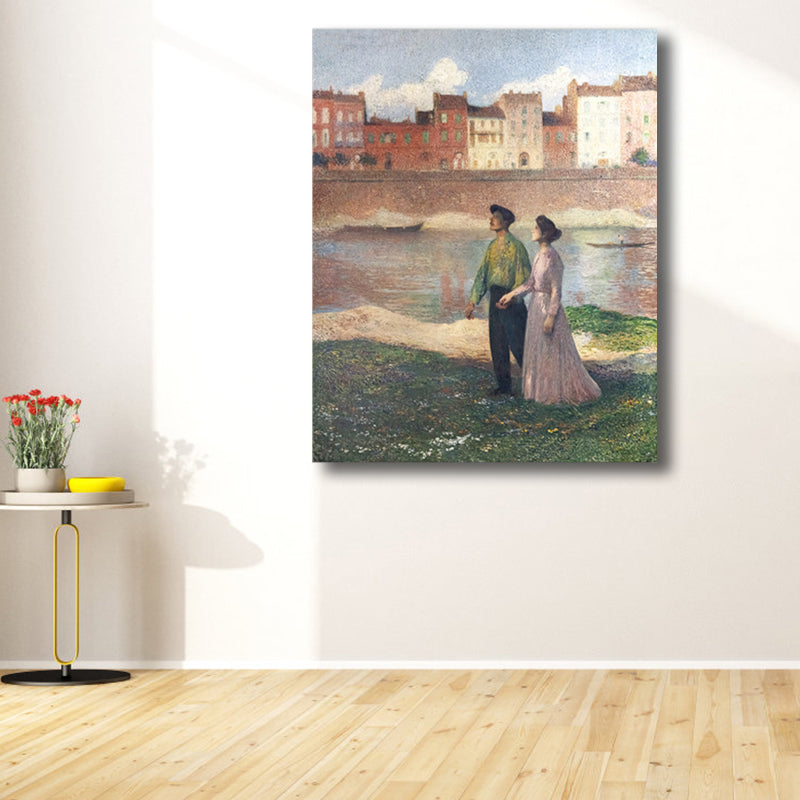 Textured Outing Couple Art Print Impressionism Canvas Wall Art Decor, Multiple Sizes Clearhalo 'Arts' 'Canvas Art' 1727099
