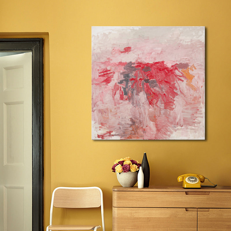 Pastel Color Abstract Pattern Painting Textured Modern Art Dining Room Canvas Print Pink Clearhalo 'Arts' 'Canvas Art' 1727119