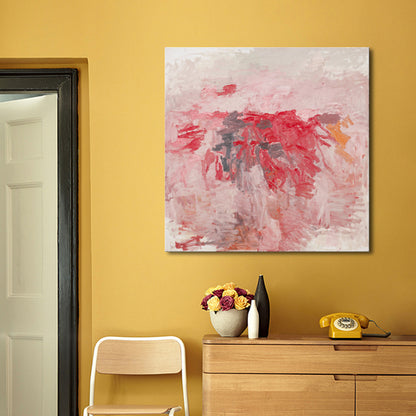 Pastel Color Abstract Pattern Painting Textured Modern Art Dining Room Canvas Print Pink Clearhalo 'Arts' 'Canvas Art' 1727119