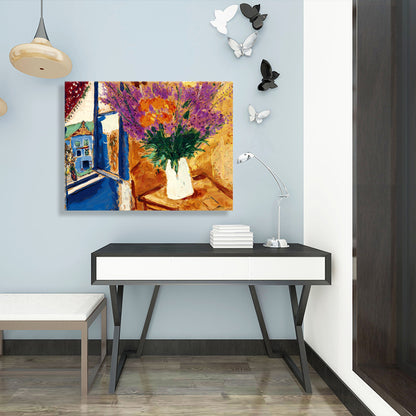 French Country Style Flowers Painting Orange Textured Wall Print for Girls Bedroom Orange Clearhalo 'Arts' 'Canvas Art' 1727129