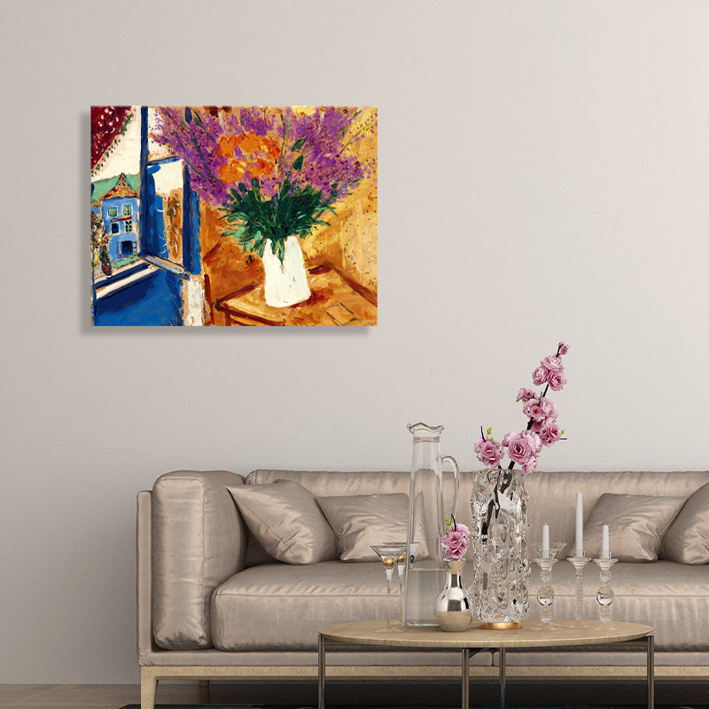 French Country Style Flowers Painting Orange Textured Wall Print for Girls Bedroom Clearhalo 'Arts' 'Canvas Art' 1727130