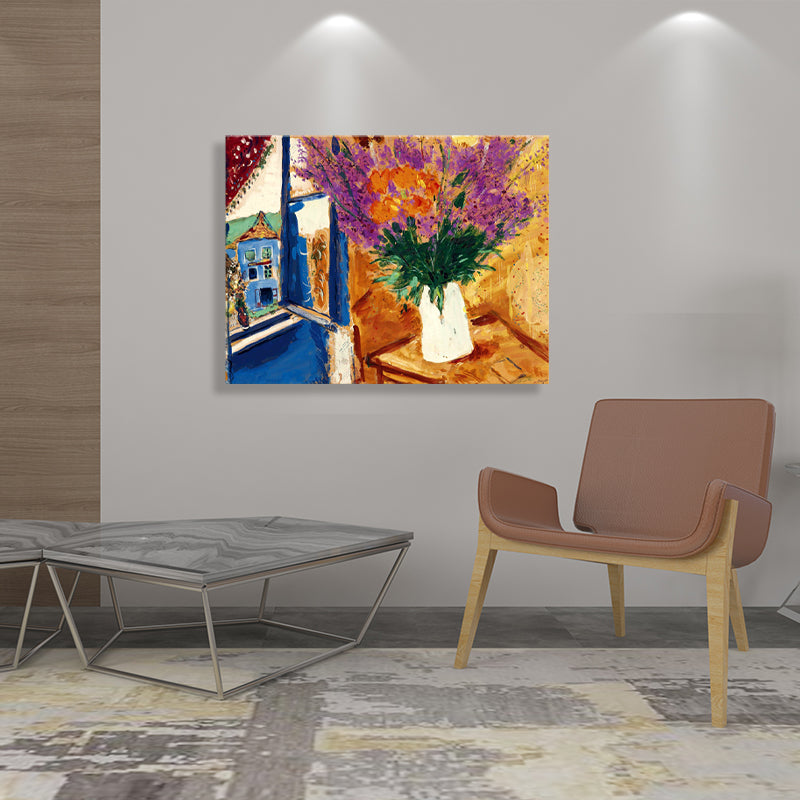 French Country Style Flowers Painting Orange Textured Wall Print for Girls Bedroom Clearhalo 'Arts' 'Canvas Art' 1727131