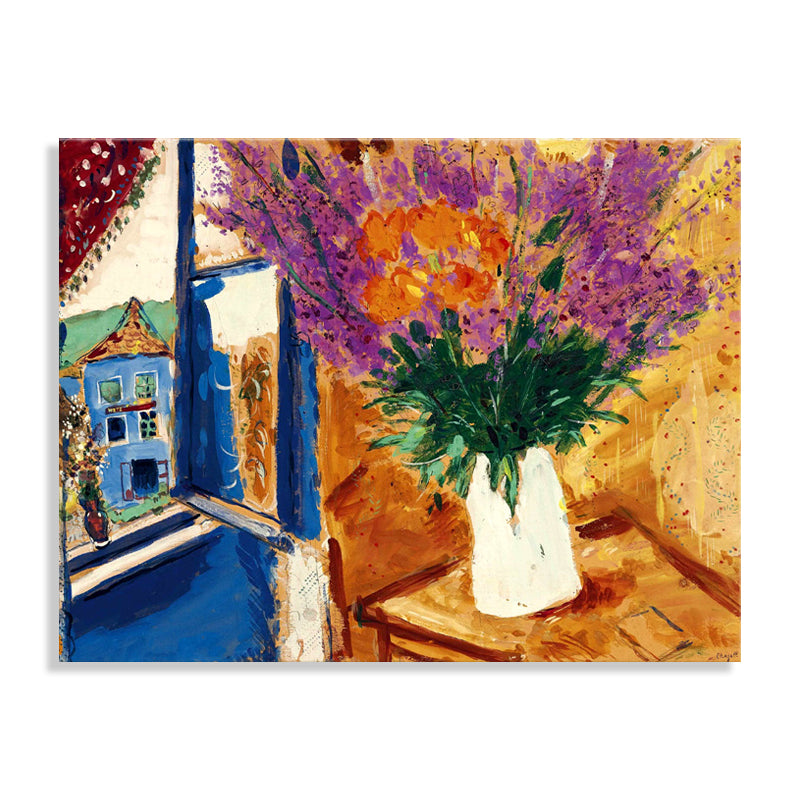 French Country Style Flowers Painting Orange Textured Wall Print for Girls Bedroom Clearhalo 'Arts' 'Canvas Art' 1727132