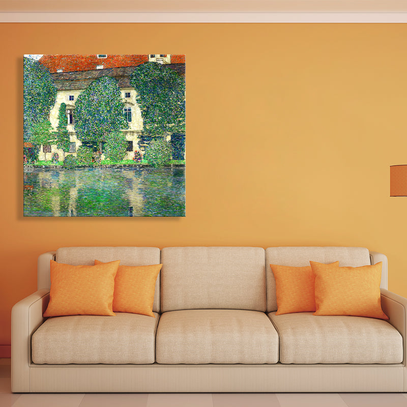Impressionism Style Girls Wall Decor Riverside House Green Art, Multiple Sizes Options Green Clearhalo 'Arts' 'Canvas Art' 1727135