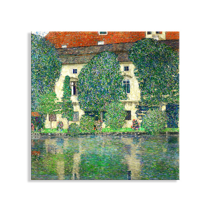 Impressionism Style Girls Wall Decor Riverside House Green Art, Multiple Sizes Options Clearhalo 'Arts' 'Canvas Art' 1727138
