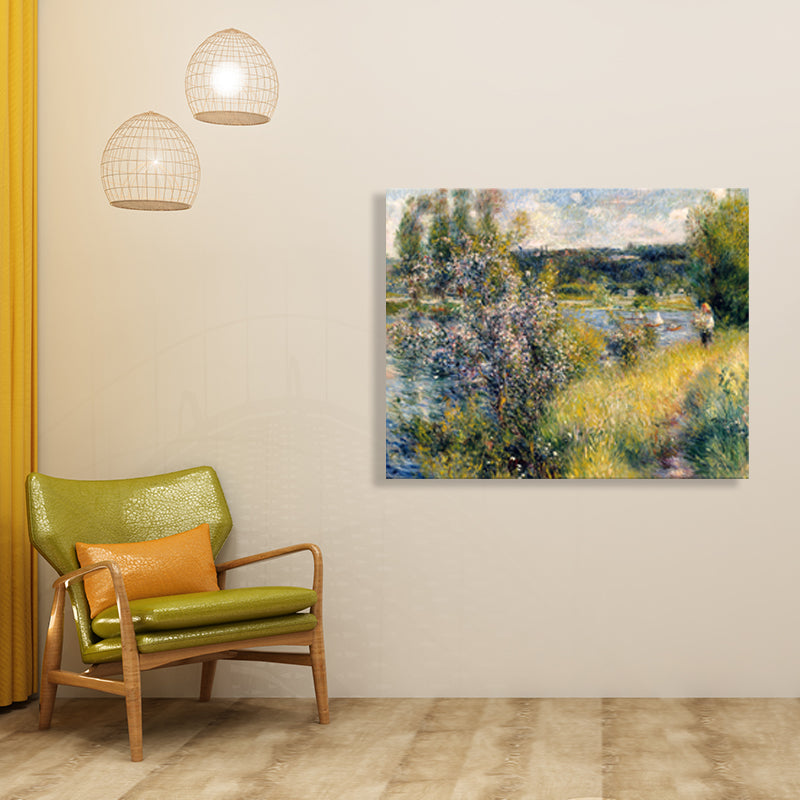 Impressionnisme Riverside Wood Mur Mur Tolevas Textured Yellow Art for Living Room