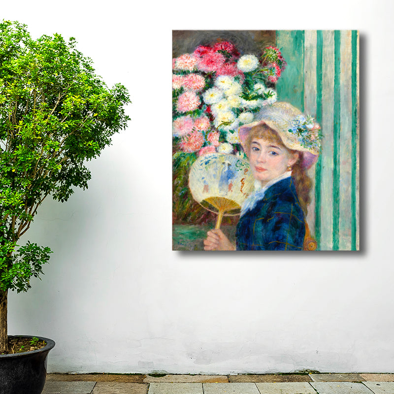 Textured Maid and Flowers Painting Canvas Impressionism Style Wall Print for Playroom Clearhalo 'Arts' 'Canvas Art' 1727150