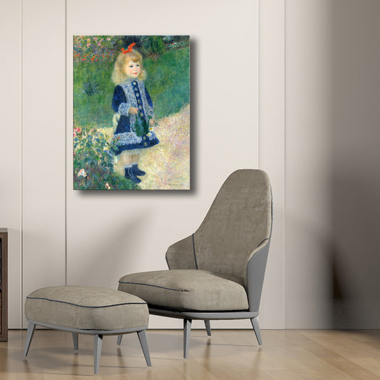 Standing Little Girl Painting for Girls Bedroom in Blue, Multiple Sizes Available Clearhalo 'Arts' 'Canvas Art' 1727157