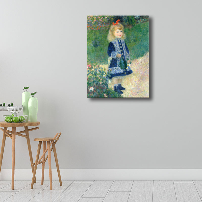 Standing Little Girl Painting for Girls Bedroom in Blue, Multiple Sizes Available Clearhalo 'Arts' 'Canvas Art' 1727158
