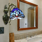 Dragonfly Sconce Light Stained Glass 1 Lights Rustic Wall Mount Light in Blue/Orange for Bedroom Clearhalo 'Industrial' 'Middle century wall lights' 'Tiffany wall lights' 'Tiffany' 'Wall Lamps & Sconces' 'Wall Lights' Lighting' 172716