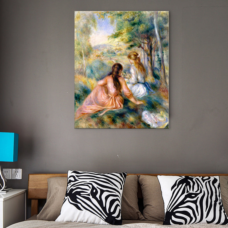 Picnicker Scene Wall Decor Impressionism Style Canvas Textured Painting in Brown Clearhalo 'Arts' 'Canvas Art' 1727216