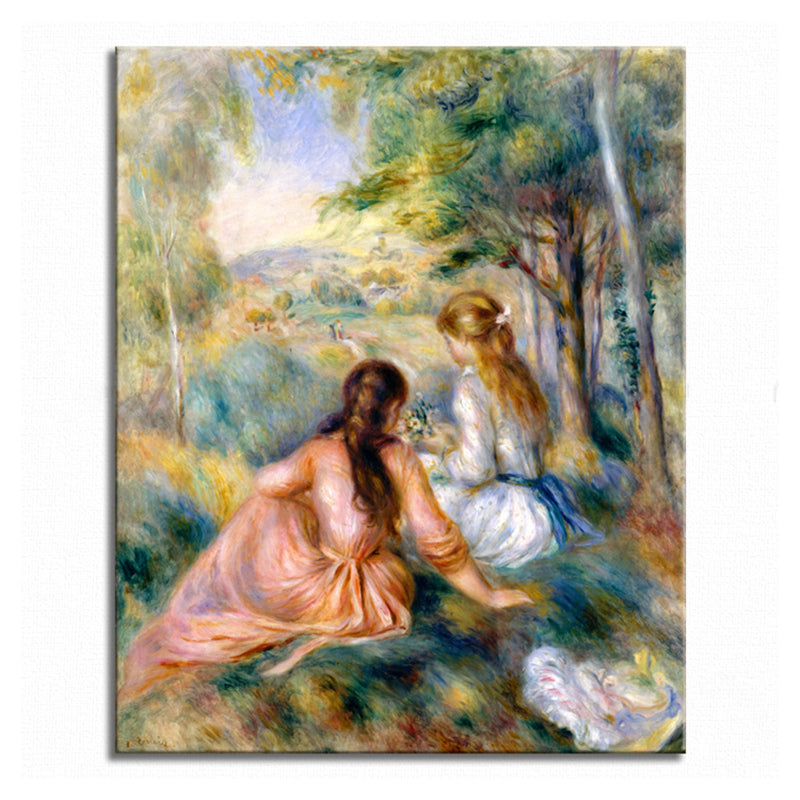 Picnicker Scene Wall Decor Impressionism Style Canvas Textured Painting in Brown - Clearhalo - 'Arts' - 'Canvas Art' - 1727217