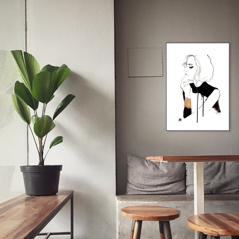 Elegant Maiden Pattern Wall Decor for Girls Bedroom in White, Multiple Sizes Available Clearhalo 'Art Gallery' 'Canvas Art' 'Contemporary Art Gallery' 'Modern' Arts' 1727230