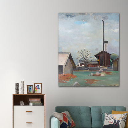 Tranquil Cityscape Painting for Girls Bedroom in Light Color, Multiple Sizes Available Brown Clearhalo 'Arts' 'Canvas Art' 1727279