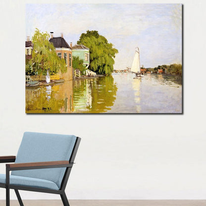 Canvas Pastel Color Wall Decor Impressionism Riverside Scenery Art Print, Multiple Sizes Green Clearhalo 'Arts' 'Canvas Art' 1727283