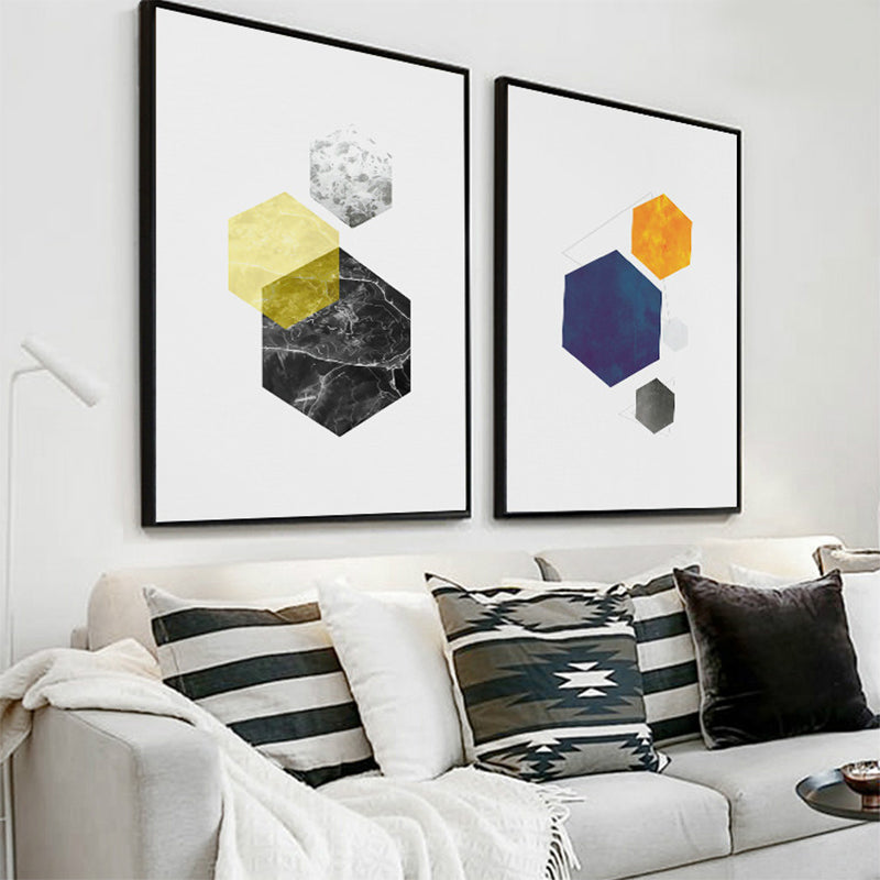 Textured Novel Hexagon Pattern Art Contemporary Style Canvas Painting, Multiple Sizes Clearhalo 'Art Gallery' 'Canvas Art' 'Contemporary Art Gallery' 'Modern' Arts' 1727366