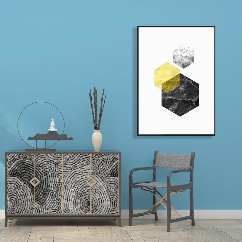 Textured Novel Hexagon Pattern Art Contemporary Style Canvas Painting, Multiple Sizes Clearhalo 'Art Gallery' 'Canvas Art' 'Contemporary Art Gallery' 'Modern' Arts' 1727374